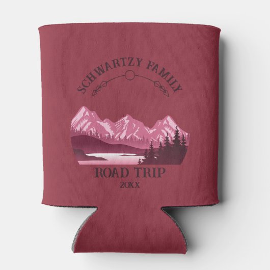 ヴィンテージマウンテンサンセットアウトドアレイクリトリートレッド 缶クーラー (裏面)