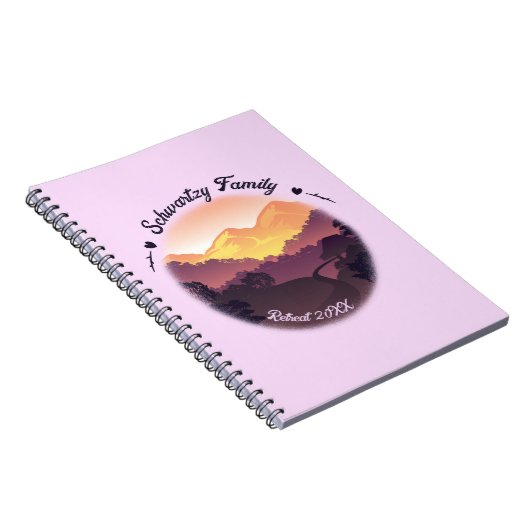 ヴィンテージマウンテンサンセットファームハウスリトリートパープル ノートブック (右側)