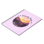 ヴィンテージマウンテンサンセットファームハウスリトリートパープル ノートブック (左側)