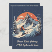 ヴィンテージマウンテンスキーサンセットフレンズ集まり 招待状 (正面/裏面)