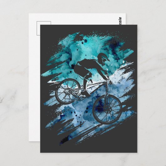 ヴィンテージマウンテンバイク自然ダウンヒルサイクリング ポストカード (正面/裏面)
