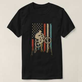 ヴィンテージマウンテンバイクUS flagレトロサイクリングスタイルM Tシャツ