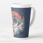 ヴィンテージマウンテンパインスキーオレンジサンセット カフェラテマグ (右アングル)