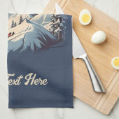 ヴィンテージマウンテンパインスキーオレンジサンセット キッチンタオル (四つ折り)