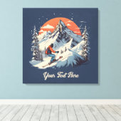 ヴィンテージマウンテンパインスキーオレンジサンセット キャンバスプリント (インサイチュ (ウッドフロア))