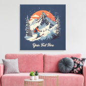 ヴィンテージマウンテンパインスキーオレンジサンセット キャンバスプリント (インサイチュ (リビング))