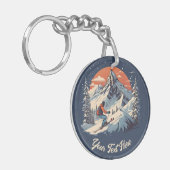 ヴィンテージマウンテンパインスキーオレンジサンセット キーホルダー (正面左)