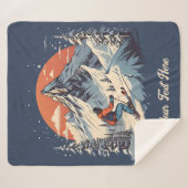 ヴィンテージマウンテンパインスキーオレンジサンセット シェルパブランケット (正面(横))