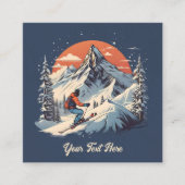 ヴィンテージマウンテンパインスキーオレンジサンセット スクエア名刺 (正面)