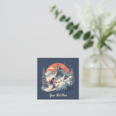 ヴィンテージマウンテンパインスキーオレンジサンセット スクエア名刺 (スタンド正面)