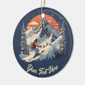 ヴィンテージマウンテンパインスキーオレンジサンセット セラミックオーナメント (左)
