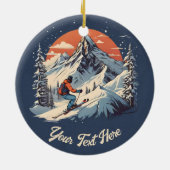 ヴィンテージマウンテンパインスキーオレンジサンセット セラミックオーナメント (裏面)