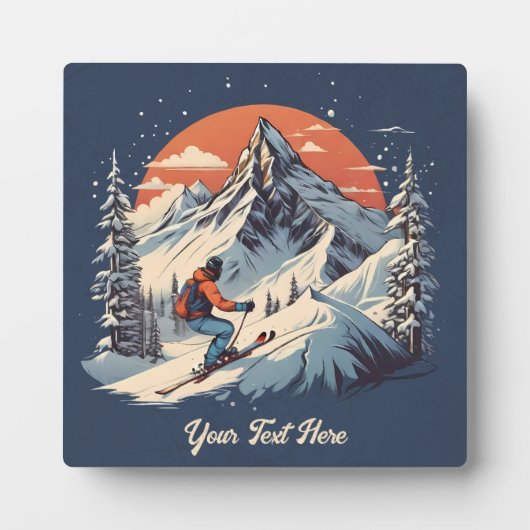 ヴィンテージマウンテンパインスキーオレンジサンセット フォトプラーク (正面)