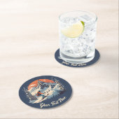 ヴィンテージマウンテンパインスキーオレンジサンセット ラウンドペーパーコースター (インサイチュ)