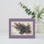 ヴィンテージマウンテンヒーススコットランドのクランのリボン，詩 ポストカード (スタンド正面)