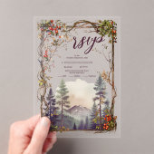 ヴィンテージマウンテンフォレストエバーグリーン結婚ツリー アクリル招待状 (インサイチュ (ポータブル))