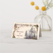 ヴィンテージマウンテンフォレストエバーグリーン結婚ツリー プレイスカード (正面)