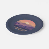 ヴィンテージマウンテンフォレストハイカーズサンセットパープルオーラン ペーパープレート (アングル)