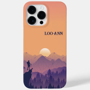 ヴィンテージマウンテンフォレストハイカーズサンセットパープルオーラン Case-Mate iPhone 14 PRO MAXケース