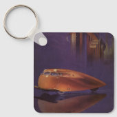ヴィンテージマガジンカバー未来都市車 キーホルダー (正面)