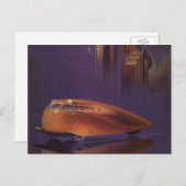 ヴィンテージマガジンカバー未来都市車 ポストカード (正面/裏面)