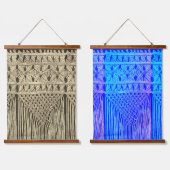 ヴィンテージマクラメルック – ブルーパープル&セピア 吊り下げ型タペストリー (ダブル)