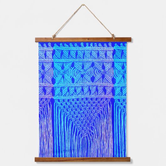 ヴィンテージマクラメルック – ブルーパープル&セピア 吊り下げ型タペストリー (正面2)