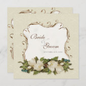 ヴィンテージマグノリアスワーズダマスクウェディング招待状 招待状 (正面/裏面)