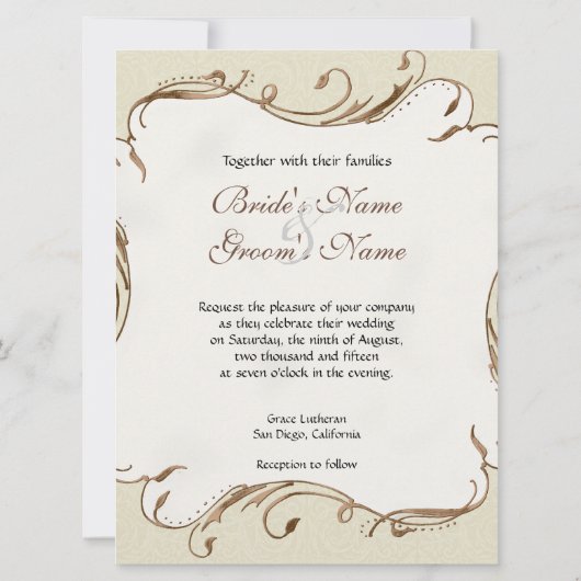 ヴィンテージマグノリアスワーズダマスクウェディング招待状 招待状 (裏面)