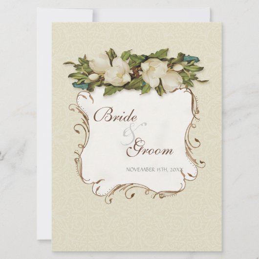 ヴィンテージマグノリアスワーズダマスクウェディング招待状 招待状 (正面)