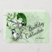 ヴィンテージマグノリアソンバード誕生日招待状 招待状 (正面/裏面)