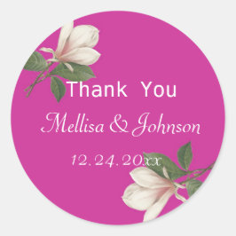 ヴィンテージマグノリアピンク感謝してい結婚式の引き出物ユー ラウンドシール