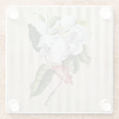 ヴィンテージマグノリアフラワーオンストライプズ ガラスコースター (裏面)