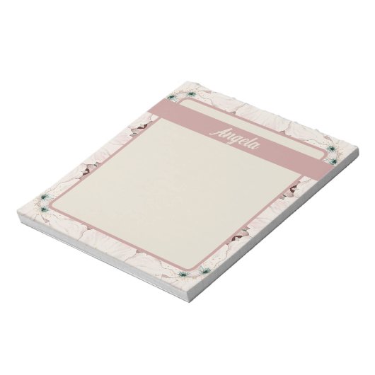 ヴィンテージマグノリアフローラエフェメラパターン ノートパッド (回転)