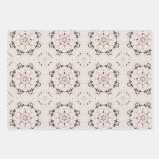 ヴィンテージマグノリアフローラエフェメラパターン ラッピングペーパーシート (正面)