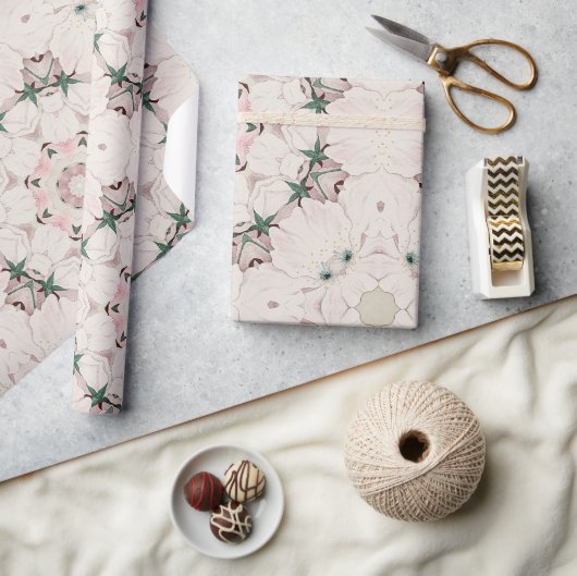 ヴィンテージマグノリアフローラエフェメラパターン ラッピングペーパー (クラフト)