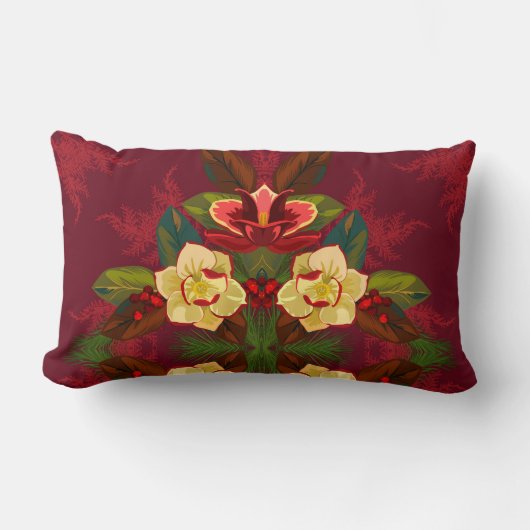 ヴィンテージマグノリアフローラクリスマスピロー ランバークッション (正面)