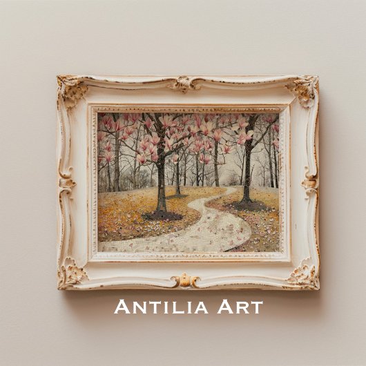 ヴィンテージマグノリアブロッサムズモザイク植物公園 ポスター