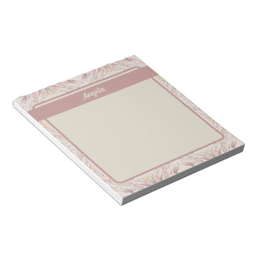 ヴィンテージマグノリアベージュエフエメラパターン ノートパッド (アングル)