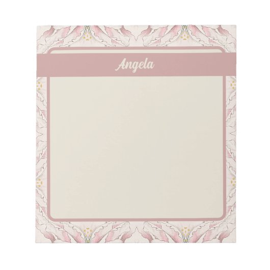 ヴィンテージマグノリアベージュエフエメラパターン ノートパッド (正面)