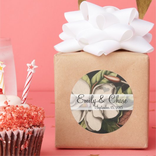 ヴィンテージマグノリア結婚式用シール ラウンドシール (パーティー)