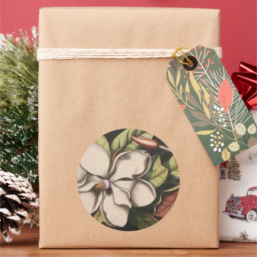 ヴィンテージマグノリア結婚式用シール ラウンドシール (クリスマス)