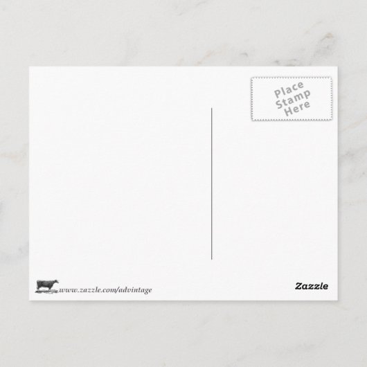 ヴィンテージマグノリア花エッチングカード ポストカード (裏面)