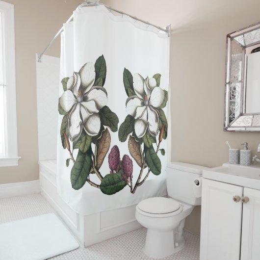 ヴィンテージマグノリア花シャワーカーテン シャワーカーテン (インサイチュ)