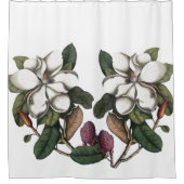 ヴィンテージマグノリア花シャワーカーテン シャワーカーテン (正面)
