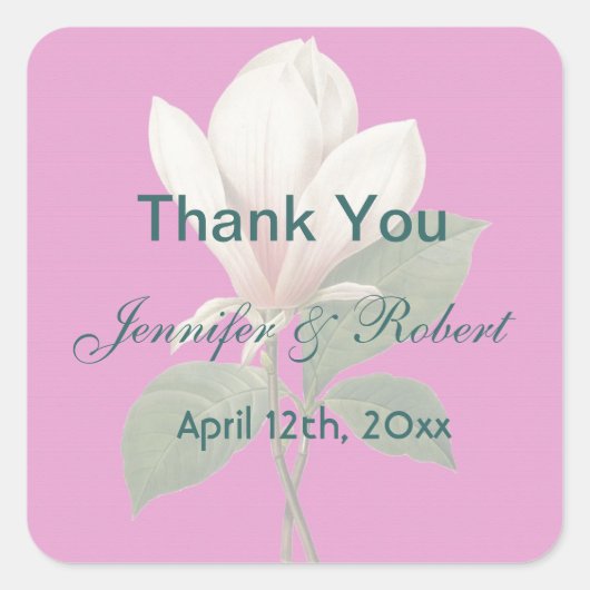 ヴィンテージマグノリア花結婚式の引き出物感謝していyou スクエアシール (正面)