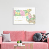 ヴィンテージマサチューセッツの地図（1827年） キャンバスプリント (インサイチュ (リビング))