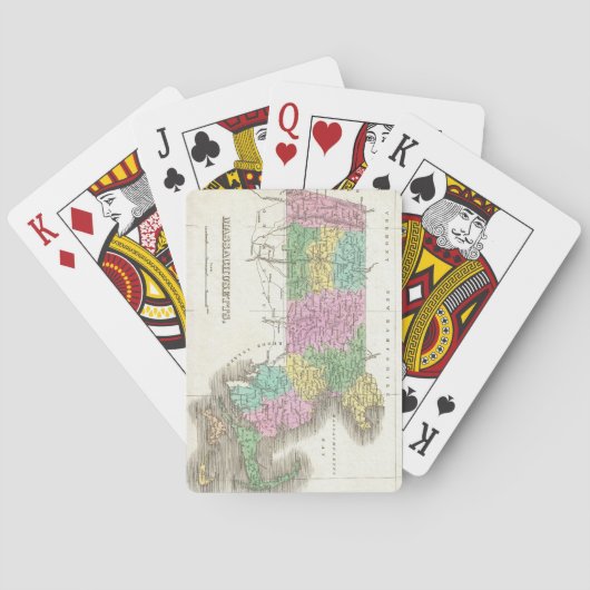 ヴィンテージマサチューセッツの地図（1827年） トランプ (裏面)