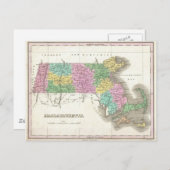 ヴィンテージマサチューセッツの地図(1827年) ポストカード (正面/裏面)