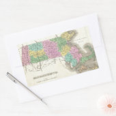 ヴィンテージマサチューセッツの地図（1827年） 長方形シール (封筒)